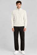 Hollister boxy ribbed quarter zip jumper in cream