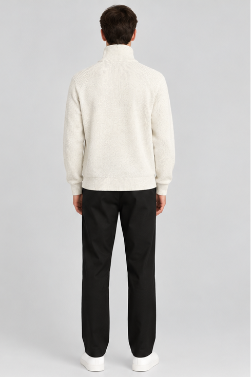 Hollister boxy ribbed quarter zip jumper in cream