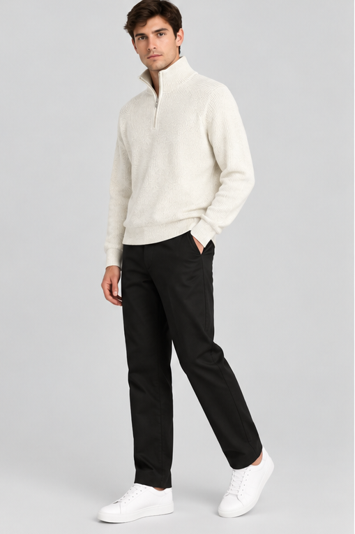 Hollister boxy ribbed quarter zip jumper in cream
