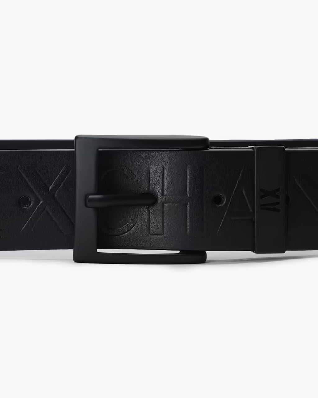 ARMANI EXCHANGE All-Over Embossed Logo Leather Belt