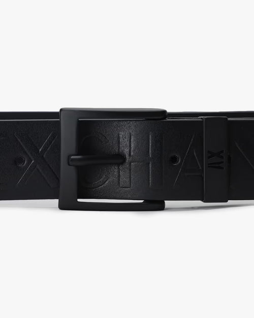 ARMANI EXCHANGE All-Over Embossed Logo Leather Belt