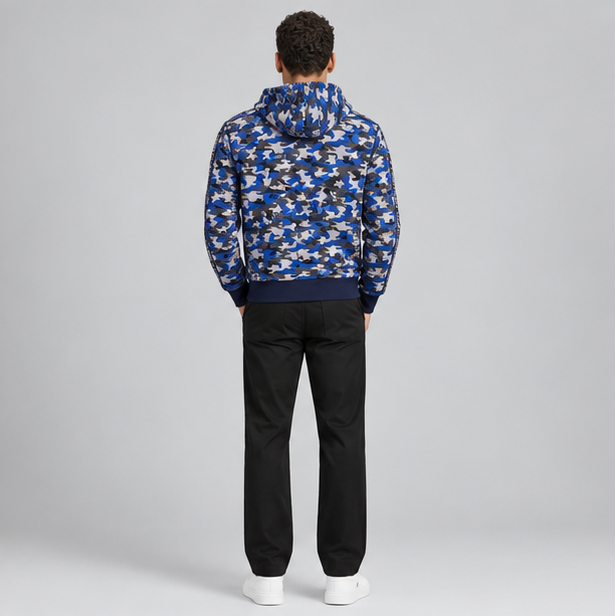 Tommy Hilfiger Men's Tape Logo Full Zip Camo Hoodie