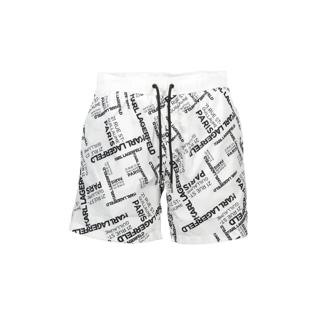 KARL LAGERFELD BEACHWEAR MEN'S SWIMWEAR WHITE LOGO