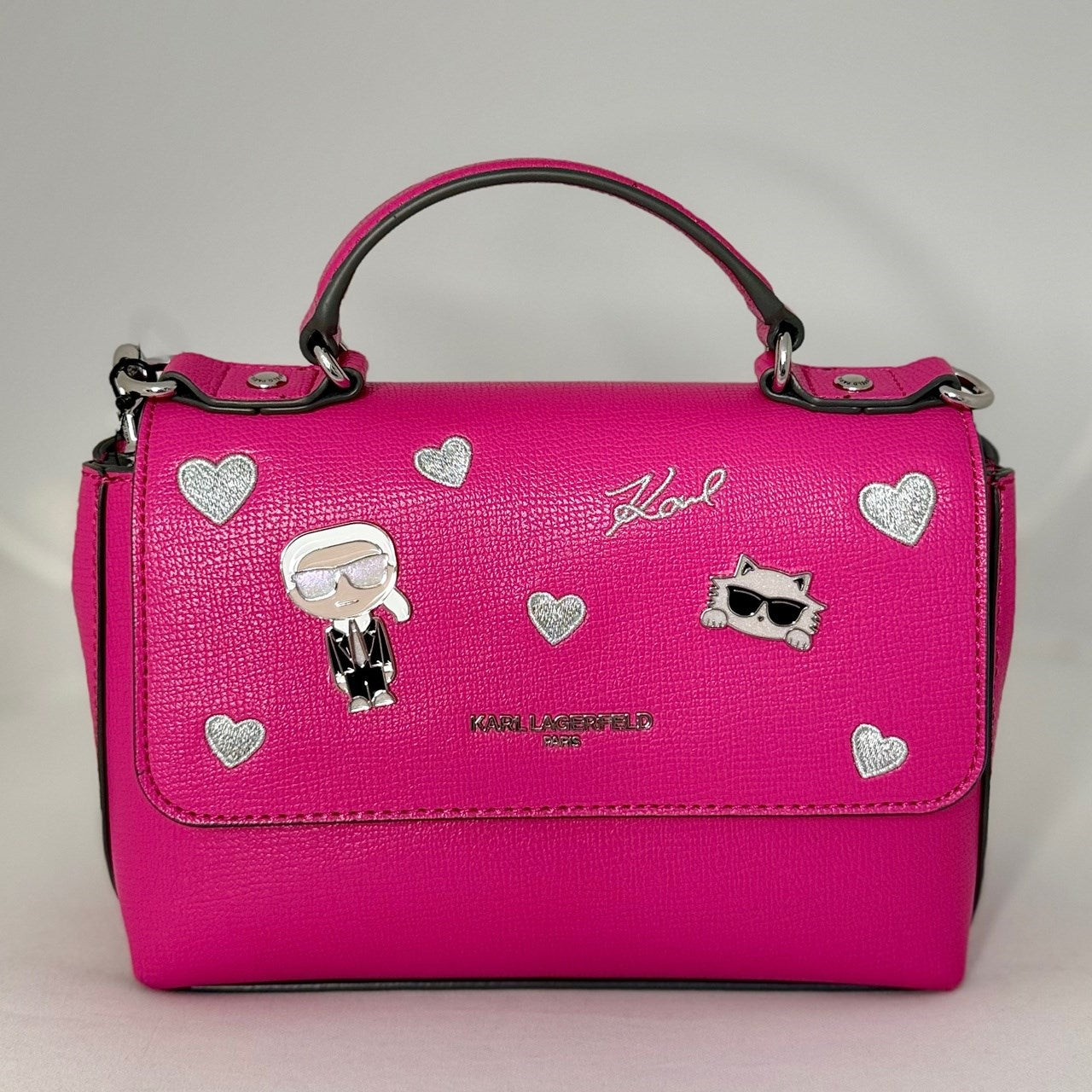Karl Lagerfeld Paris Logo Hearts Leather Raspberry