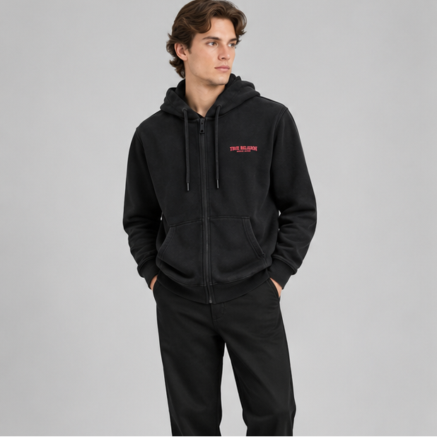 True Religion Classic Small Arch Logo Zip Hoodie