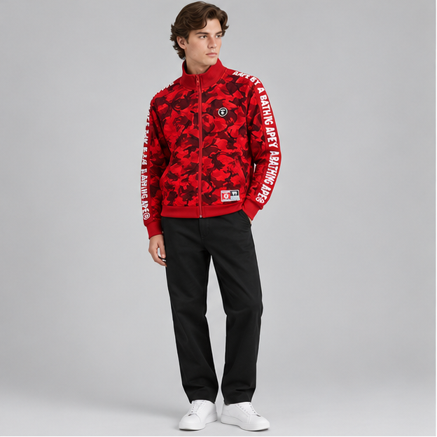 AAPE by A Bathing Ape® red camouflage track/zip jacket