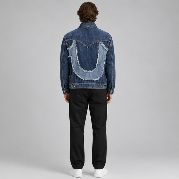 True Religion Jimmy Deconstructed Horseshoe Denim Jacket