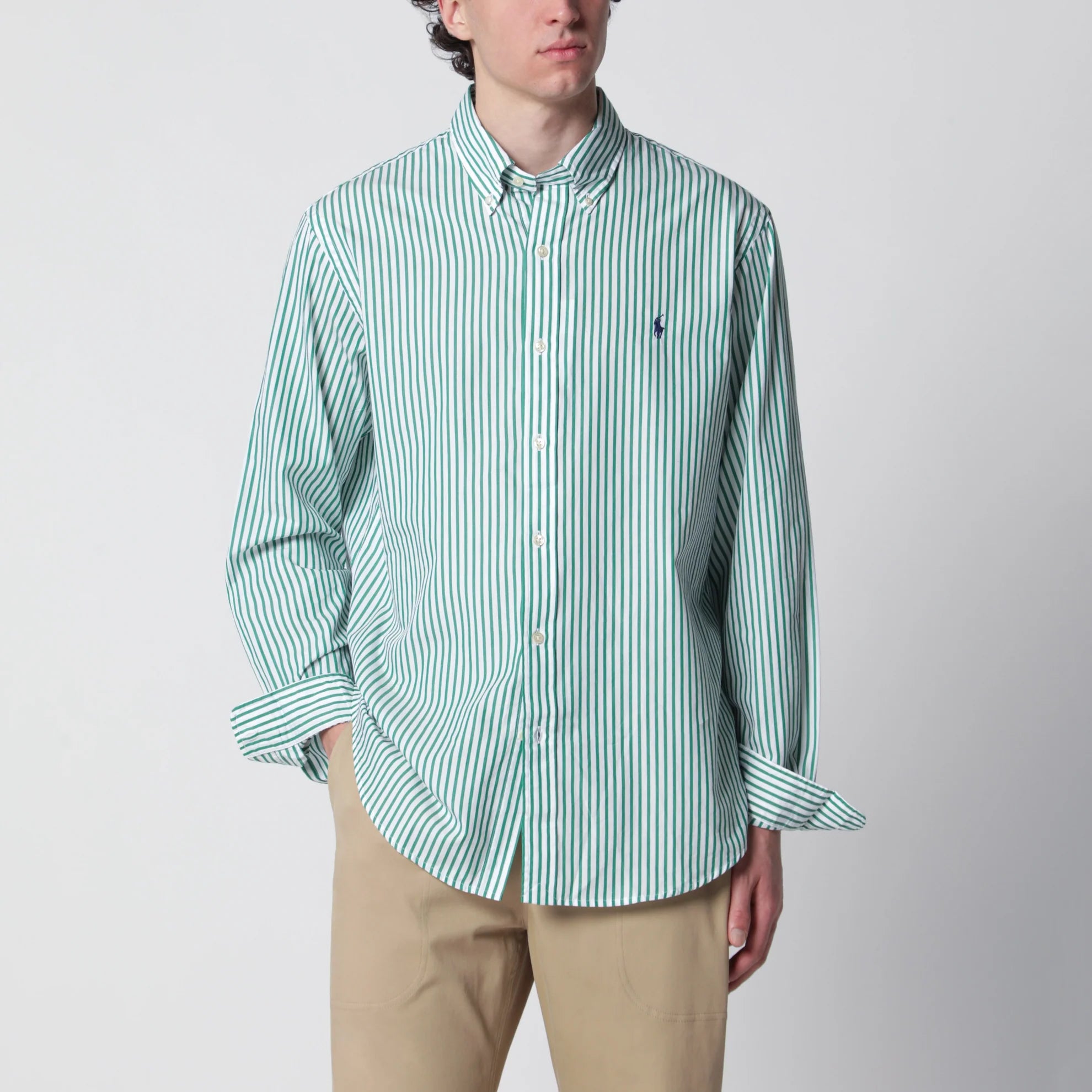 Polo Ralph Lauren  White/green striped Custom-Fit shirt