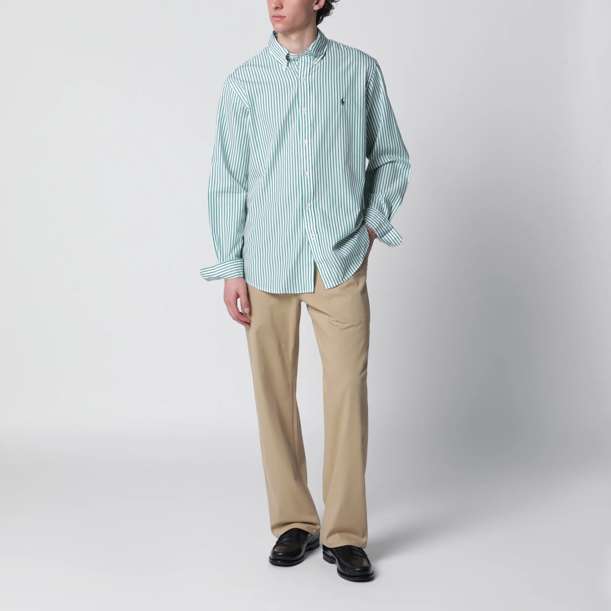 Polo Ralph Lauren  White/green striped Custom-Fit shirt