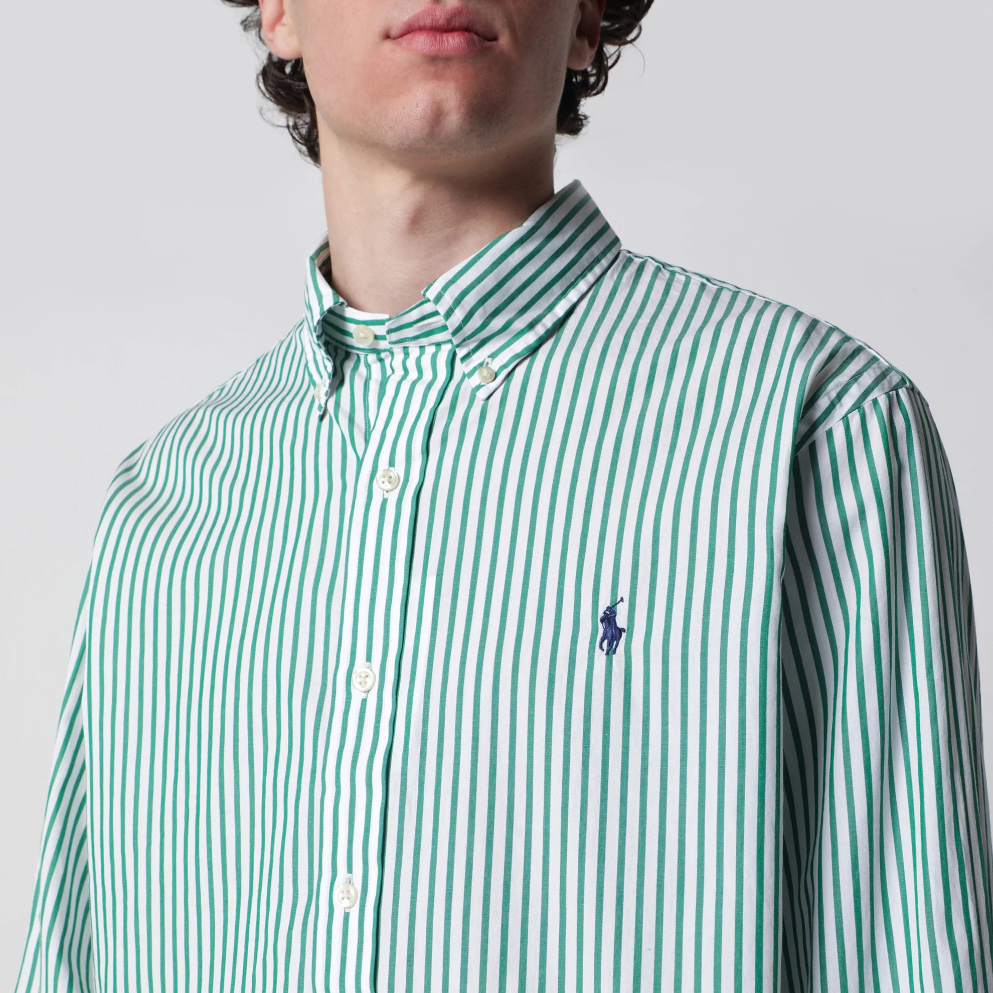 Polo Ralph Lauren  White/green striped Custom-Fit shirt
