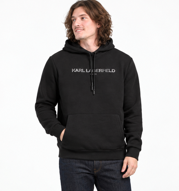 Karl Lagerfeld Paris Classic French Terry Embossed Logo Hoodie