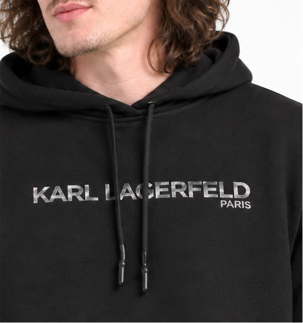 Karl Lagerfeld Paris Classic French Terry Embossed Logo Hoodie