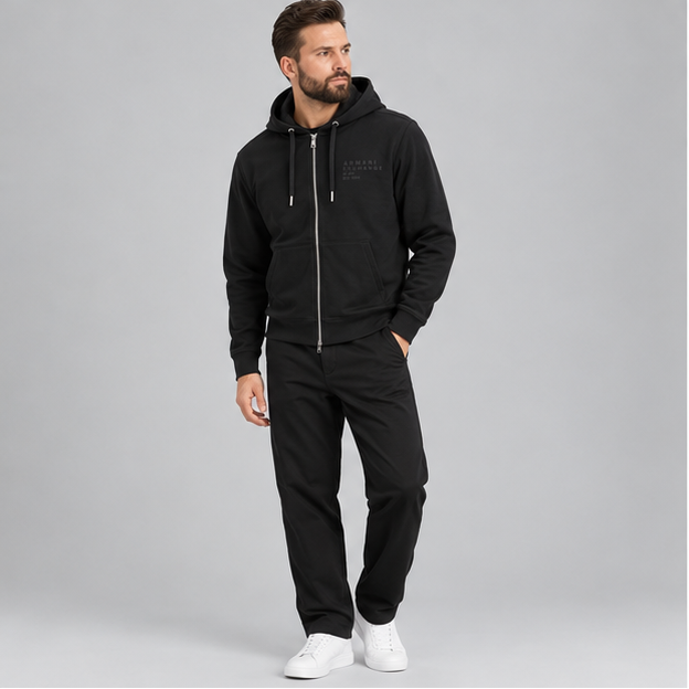 Armani Exchange Zip-Up Sweatshirt in Cotton French