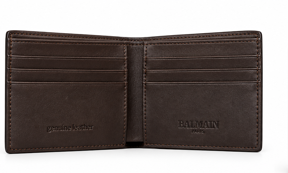 Balmain Paris Signature Leather Bifold Wallet