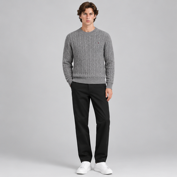 Cable Knit Crewneck Sweater