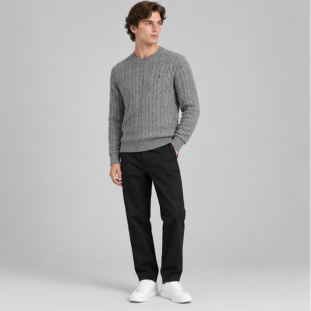 Cable Knit Crewneck Sweater