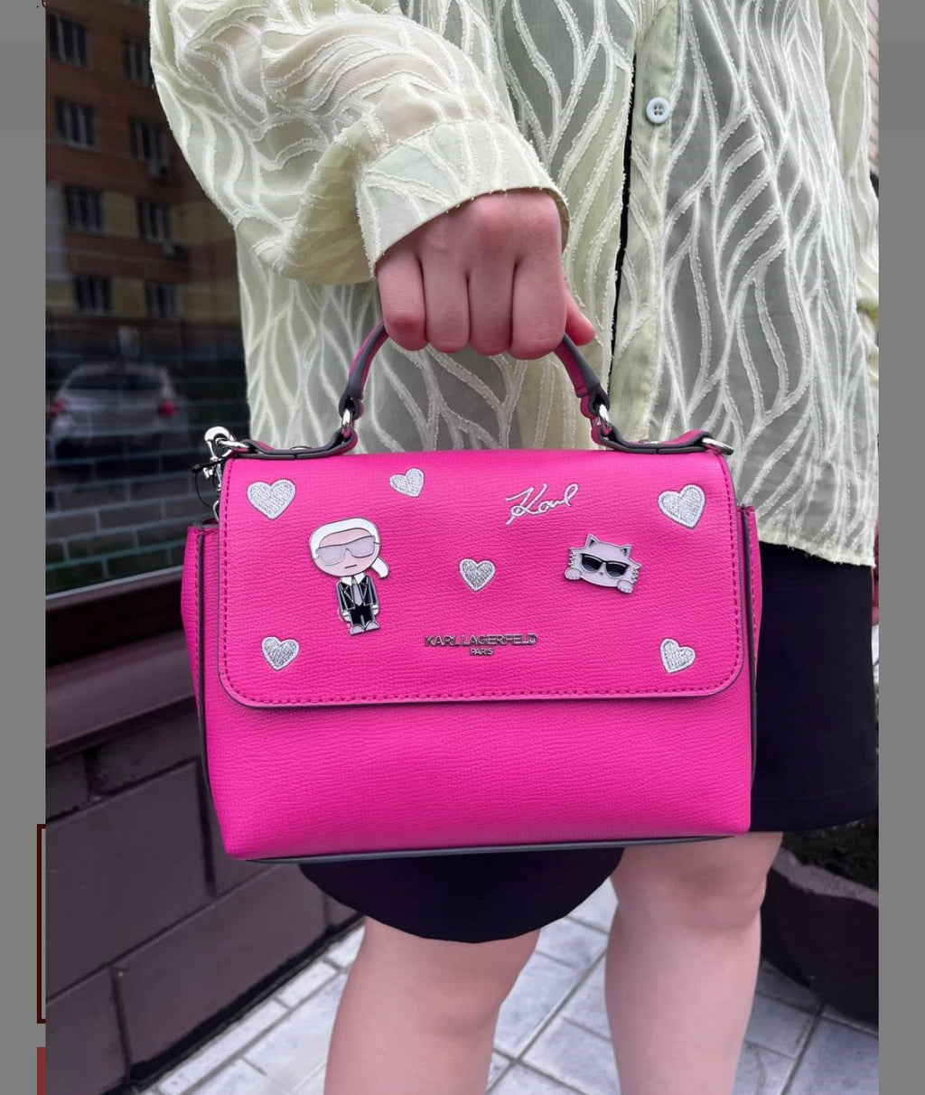 Karl Lagerfeld Paris Logo Hearts Leather Raspberry
