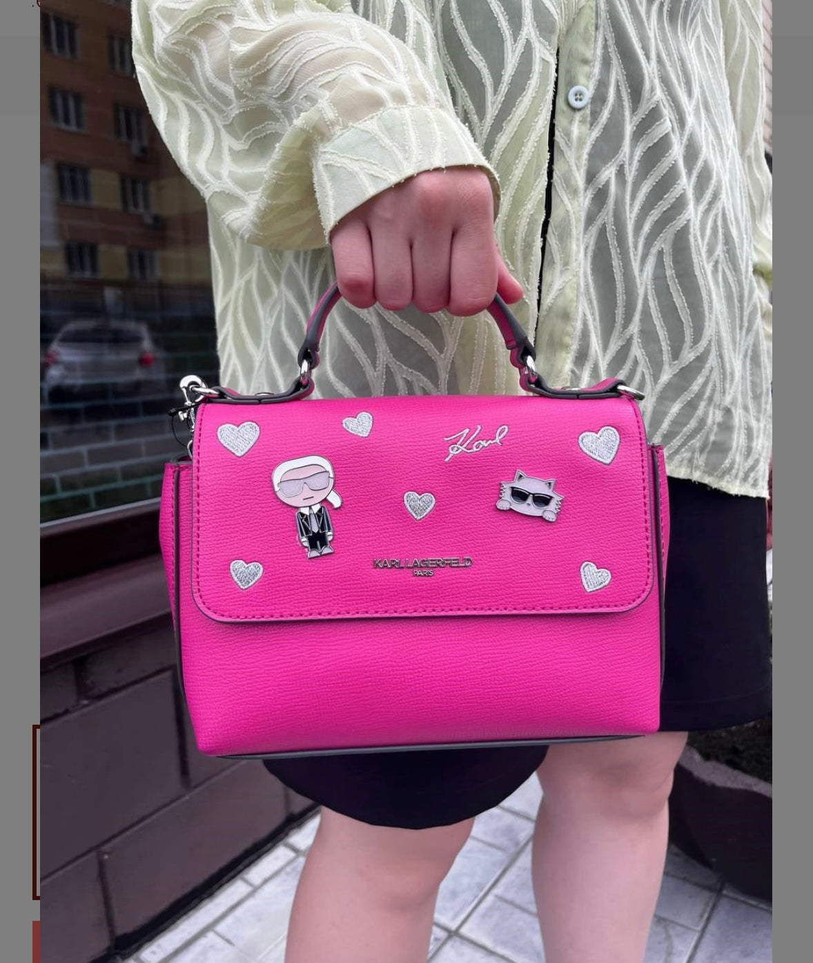 Karl Lagerfeld Paris Logo Hearts Leather Raspberry