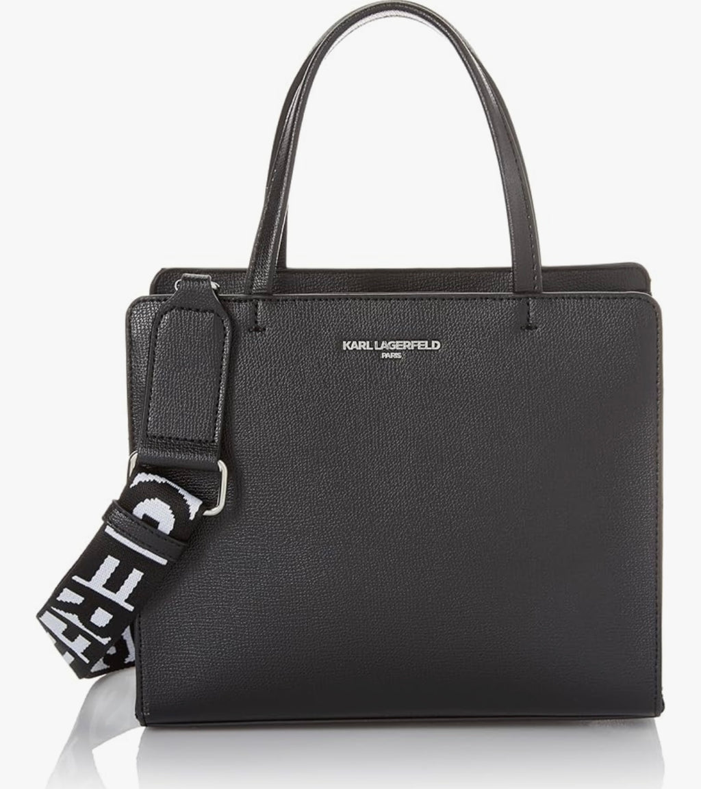 KARL LAGERFELD Maybelle Satchel, Black/Silver