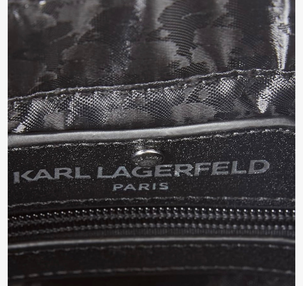 KARL LAGERFELD Maybelle Satchel, Black/Silver