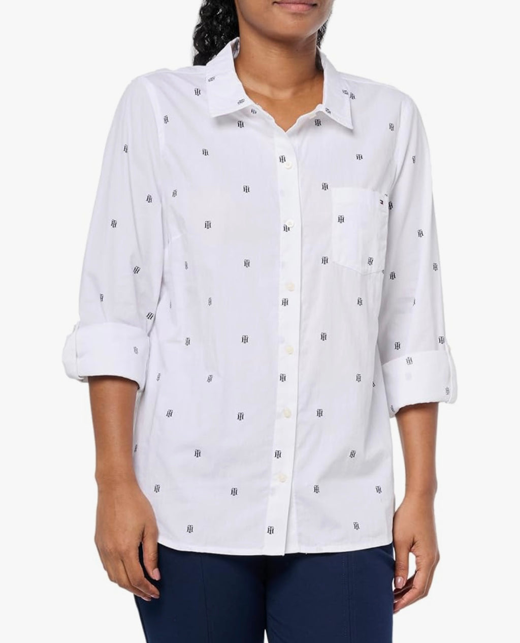 Tommy Hilfiger Women's Cotton Monogram-Logo Shirt