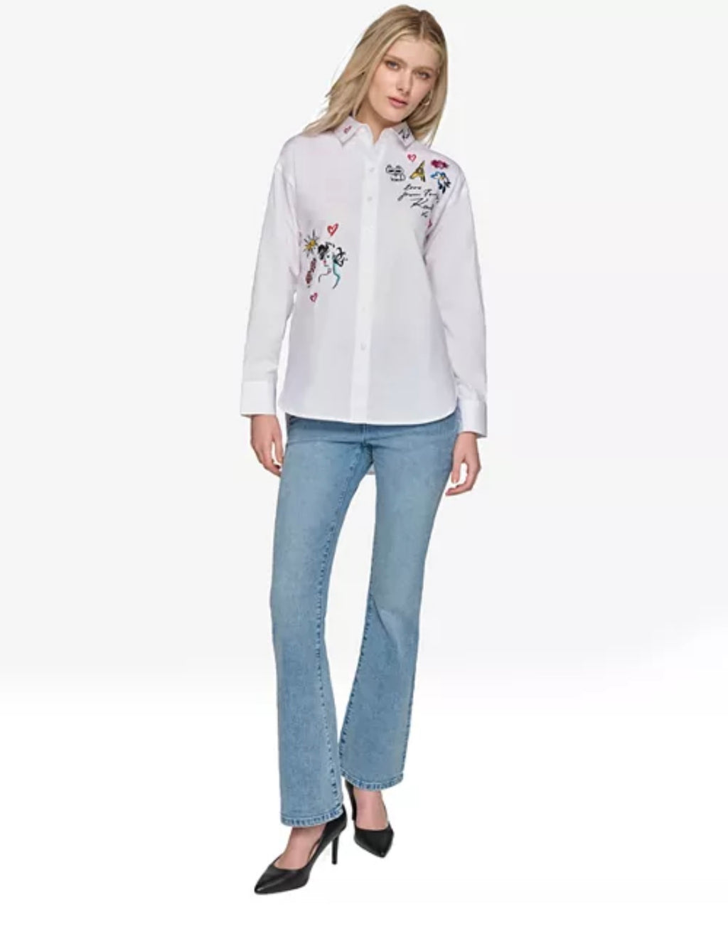 "KARL LAGERFELD Oversized Whimsy Button Up Shirt"