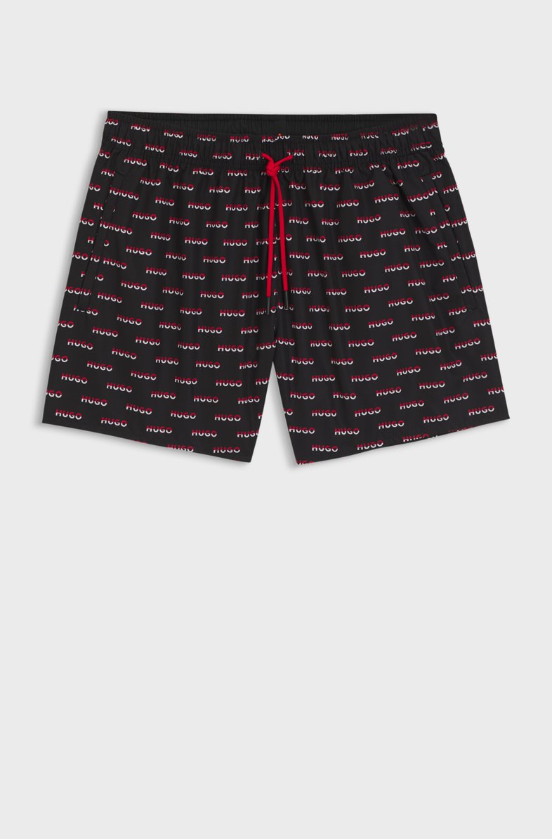 HUGO SWIM SHORTS WITH ALL-OVER SPLIT-LOGO PRINT