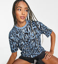Fred Perry leopard print t-shirt in blue