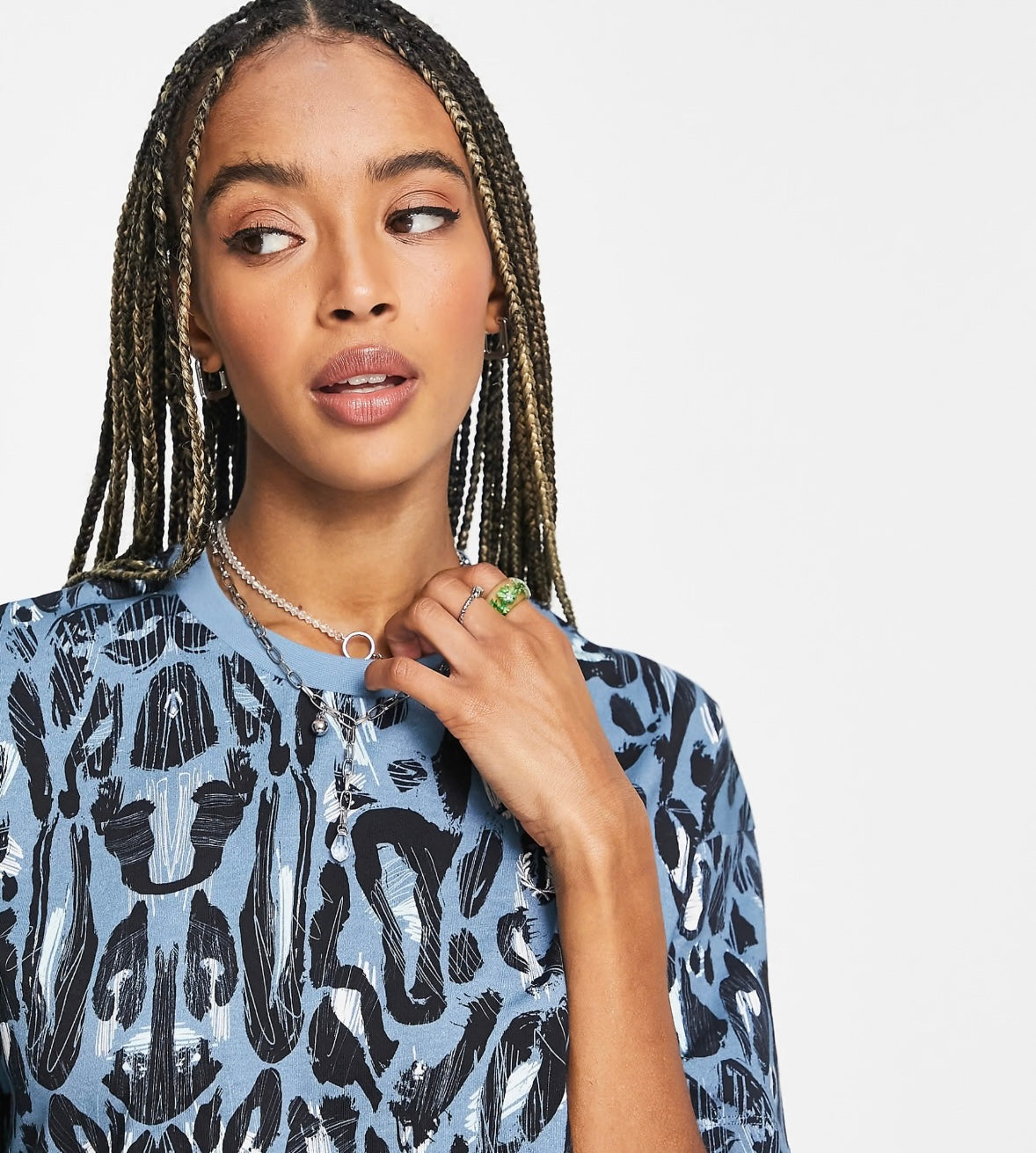 Fred Perry leopard print t-shirt in blue