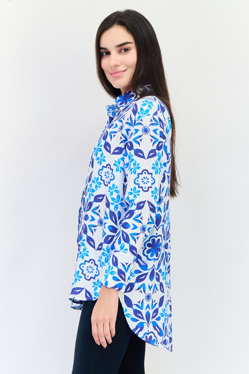 Bebe Long Sleeve Floral Print Casual Shirts