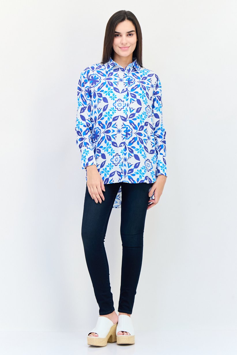 Bebe Long Sleeve Floral Print Casual Shirts