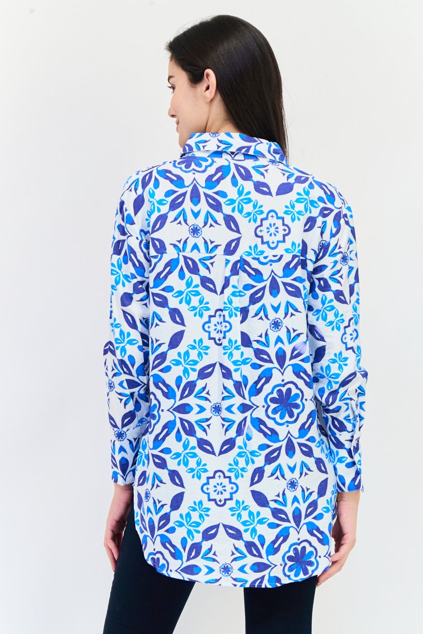 Bebe Long Sleeve Floral Print Casual Shirts