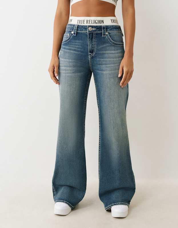 True Religion Elastic Brief Bobbi Baggy Jean Blue Radiance