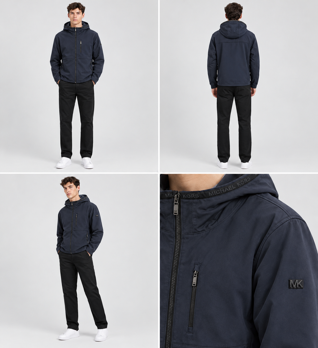 Michael Kors Men's Hooded Softshell Jacket with Logo Trim