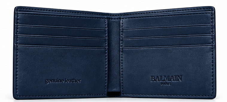 Balmain Paris Signature Leather Bifold Wallet