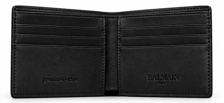 Balmain Paris Signature Leather Bifold Wallet