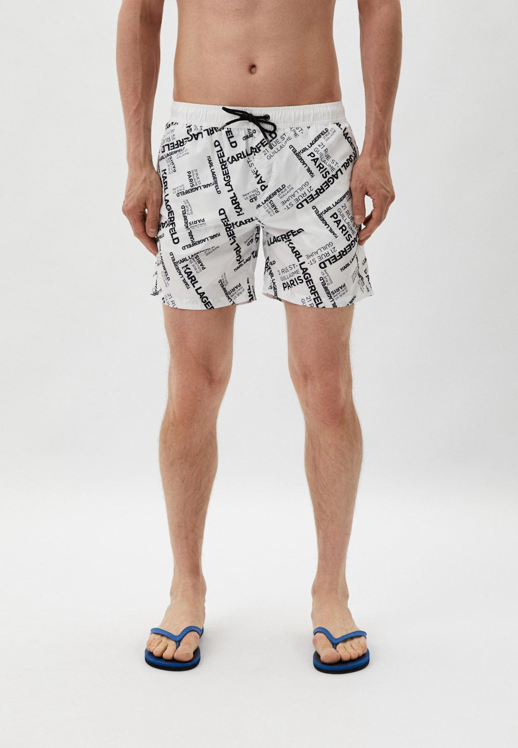 KARL LAGERFELD BEACHWEAR MEN'S SWIMWEAR WHITE LOGO