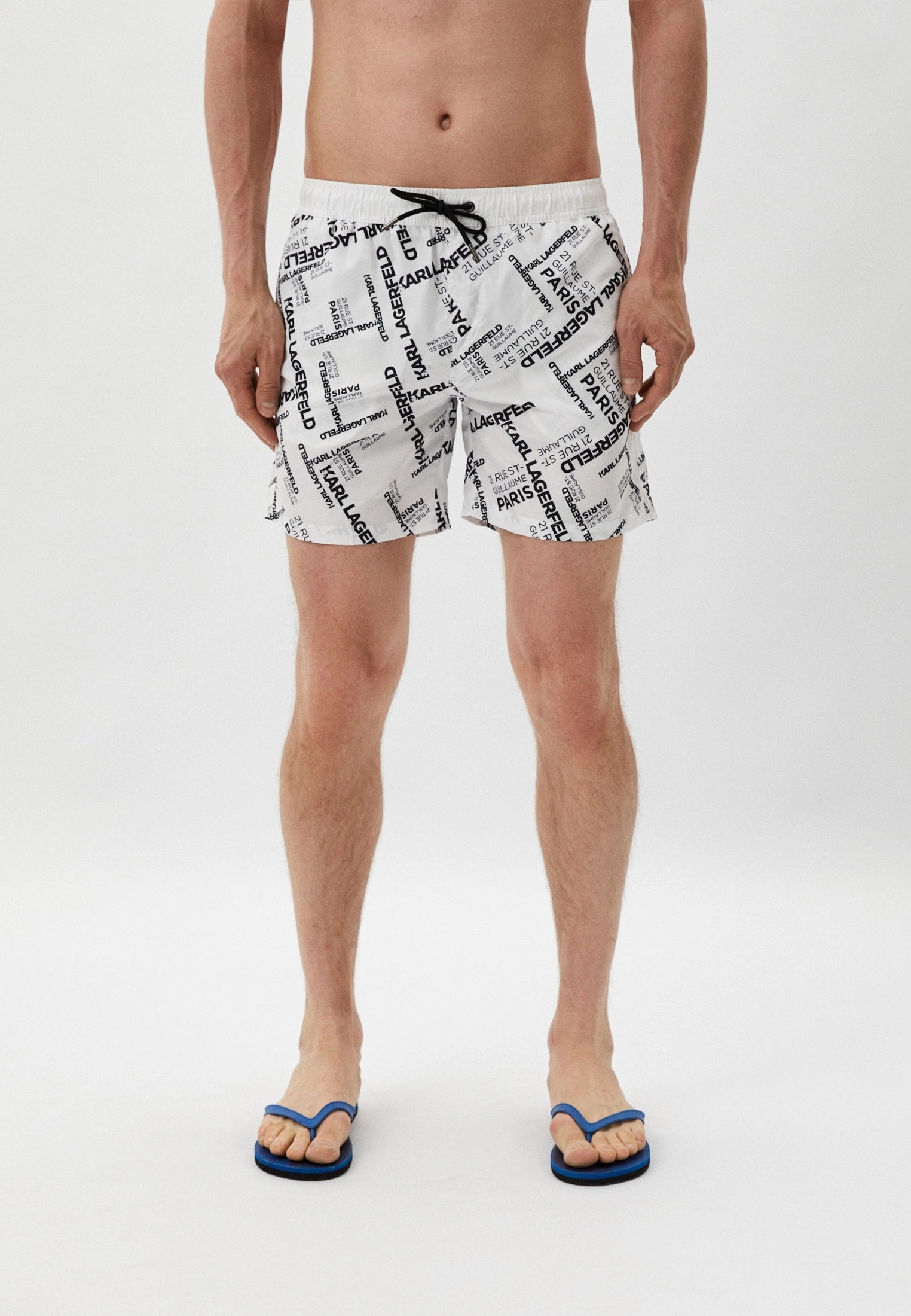 KARL LAGERFELD BEACHWEAR MEN'S SWIMWEAR WHITE LOGO