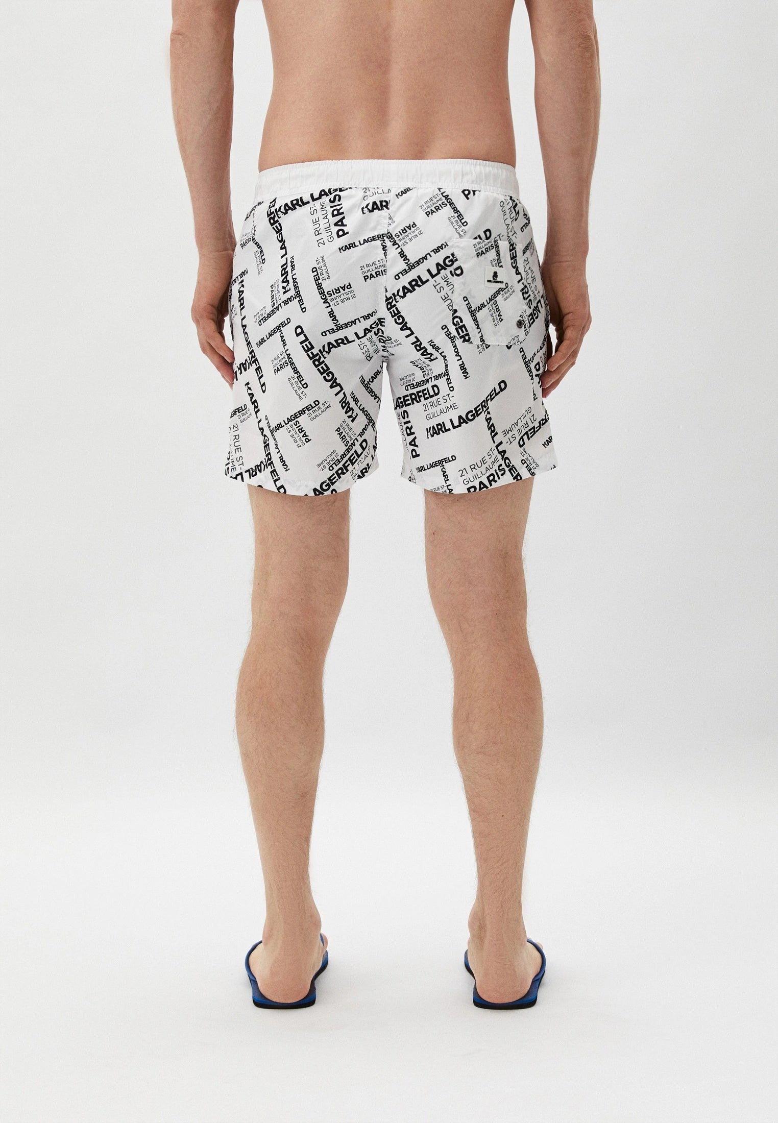 KARL LAGERFELD BEACHWEAR MEN'S SWIMWEAR WHITE LOGO
