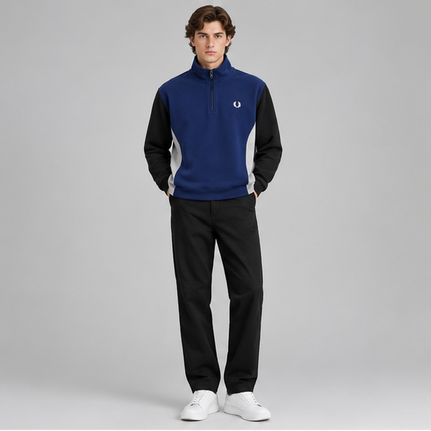 Fred Perry Panel Detail Half Zip Sweatshirt