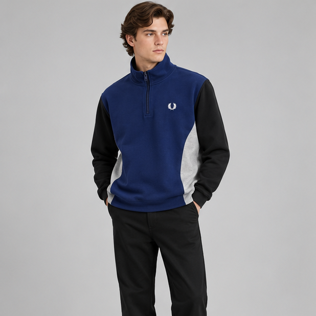 Fred Perry Panel Detail Half Zip Sweatshirt