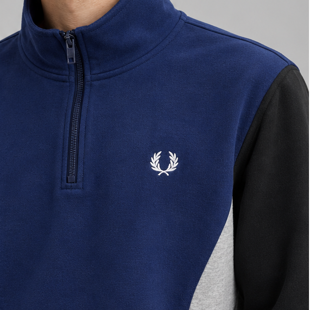 Fred Perry Panel Detail Half Zip Sweatshirt