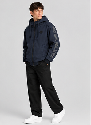 Michael Kors Men's Hooded Softshell Jacket with Faux Sherpa Lining