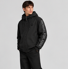 Michael Kors Men's Hooded Softshell Jacket with Faux Sherpa Lining