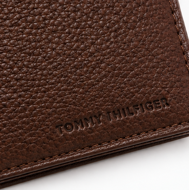 Tommy Hilfiger Brown Bifold Wallet – Classic Logo & ID Window