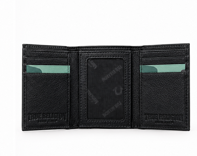 True Religion Turner Horseshoe Trifold Wallet In Black