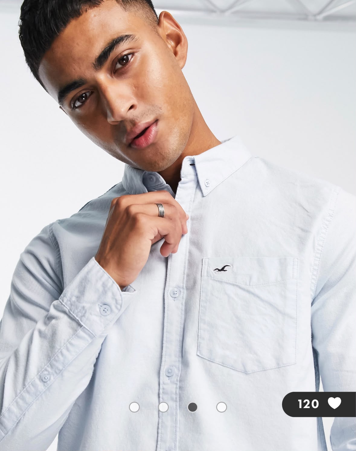 Hollister – Oxford shirt in light blue with brand logo and pocket