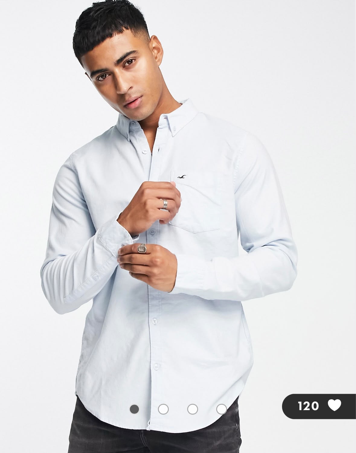 Hollister – Oxford shirt in light blue with brand logo and pocket
