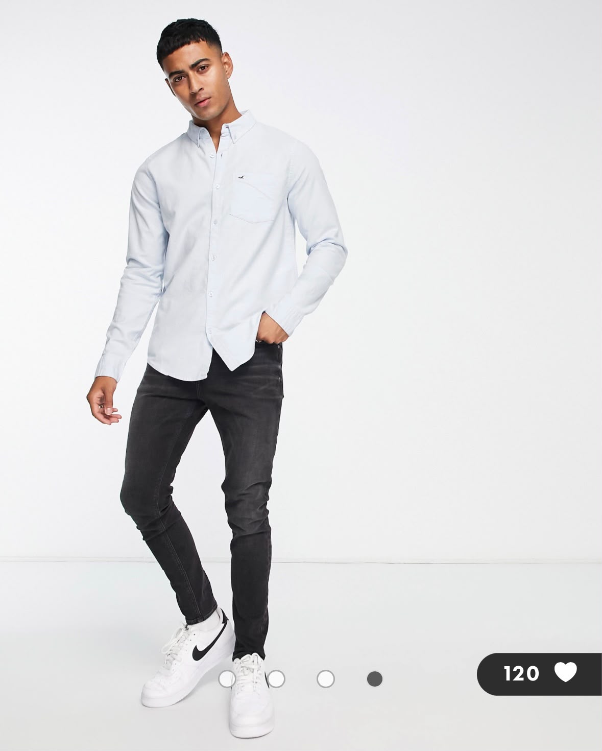 Hollister – Oxford shirt in light blue with brand logo and pocket