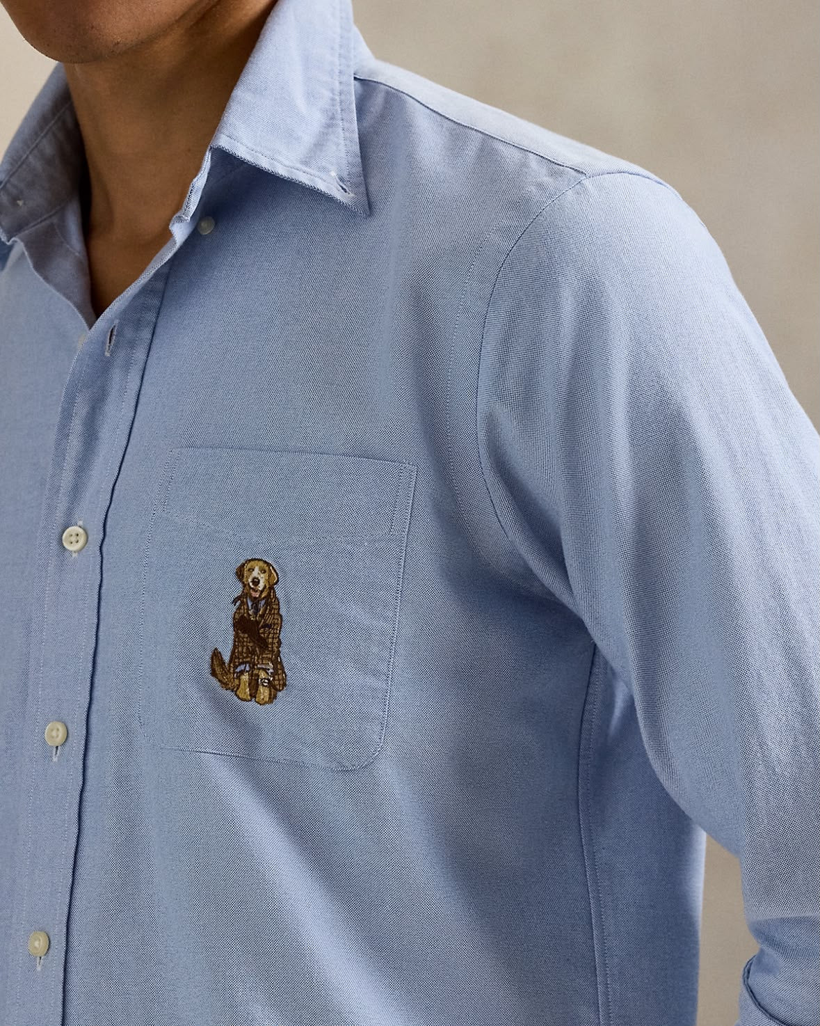 Classic Fit Dog-Embroidered Oxford Shirt
